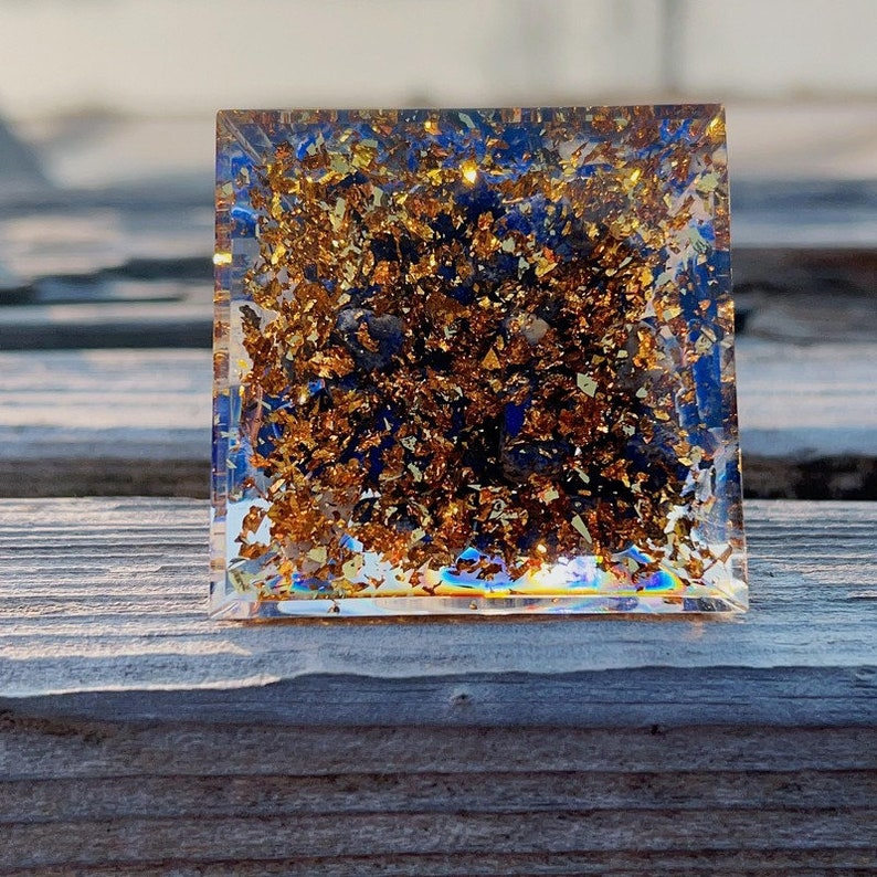 crystal Lapis lazuli ball Orgonite Pyramid Gold leaf rolling stone Healing meditator zdjęcie 4
