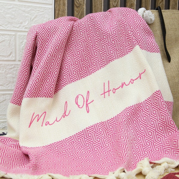 Bachelorette Party Favors, Turkish Towel, 40"x70", Personalized Beach Towel, Bridal Party Favors, Maid of Honors Gift, Towel In Bulk, Gifts