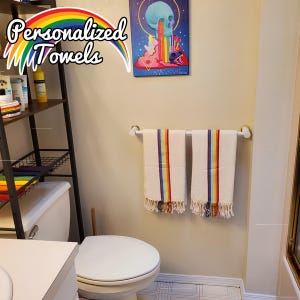 Rainbow Towel, Pride Towel, Personalized Unique Towel, Turkish Beach Towel, 40"x70", Monogrammed Bathroom Decor Towel, LGBTQ Gift, Peshtemal