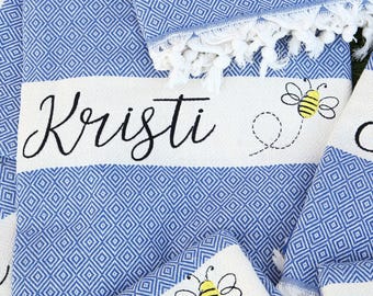 Personalized Wedding Beach Towel, Gifts For Her, 40&quot;x70&quot;, Gifts For Birthday, Wholesale Towel, Bridal Shower Party, Embroidered Cotton Towel
