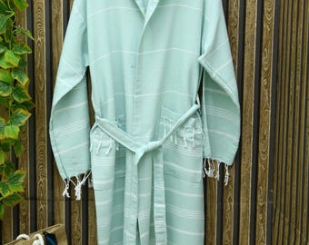 NATURAL Turkish towel robe, Wedding, Ecofriendly, SPA, Turkish Cotton, Bathrobe for Him, robe, Christmas gift , turkish bath robes