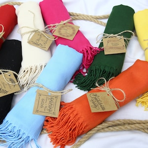 Pashmina Scarfs,Personalized Gift,Wholesale Shawls, Wedding Favor for Guests in Bulk, Pashmina Shawl for Wedding, Custom Bridesmaid Shawl