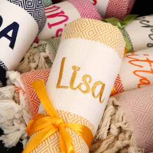 Asciugamano da spiaggia personalizzato, regalo con nome personalizzato, asciugamano da piscina e da viaggio leggero e ad asciugatura rapida, bomboniera per matrimonio, asciugamani per matrimoni e feste, regali