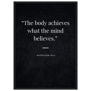 Napoleon Hill Quote Wall Art The Body Achieves What The Mind Believes Quotes Inspirational Gym Home Art Office Decor