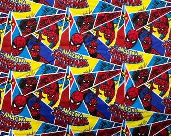Character Flannel Fabric - Spiderman Comic Strip - 22" REMNANT - 100% Cotton Flannel