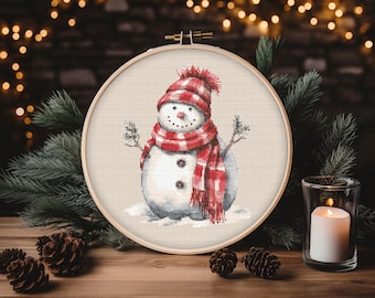 Snowman Christmas Cross Stitch Pattern (PDF) | Easy to Follow | Pattern Keeper Friendly