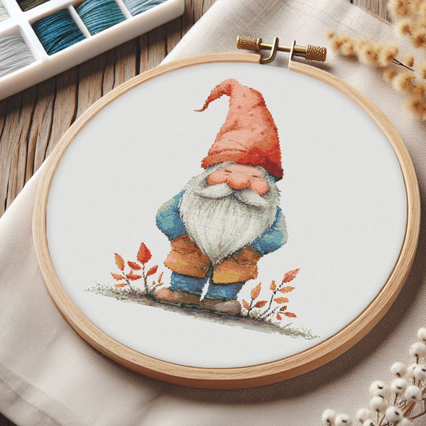 Gnome Modern Cross Stitch Pattern digital PDF Download (EN)