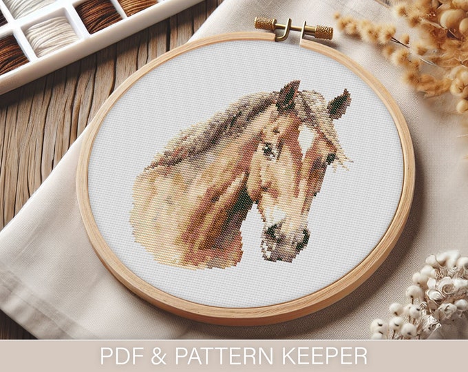 White Horse Cross Stitch Pattern Instant PDF Download Gray Horse Cross ...