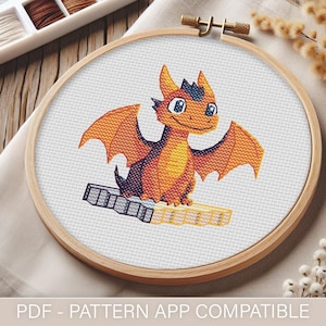 Little Dragon Cross Stitch Pattern (PDF) | Easy to Follow | Pattern Keeper Friendly
