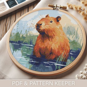 Modern Capybara Cross Stitch Pattern (PDF) | Easy to Follow | Pattern Keeper Friendly