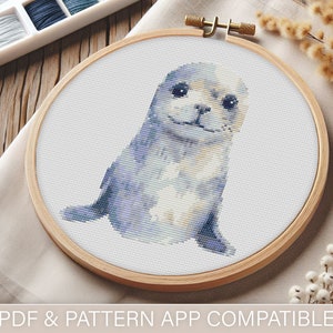 Cute Seal Cross Stitch Pattern (PDF) | Easy to Follow | Pattern Keeper Friendly