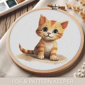 Cute Cat Cross Stitch Pattern (PDF) | Easy to Follow | Pattern Keeper Friendly