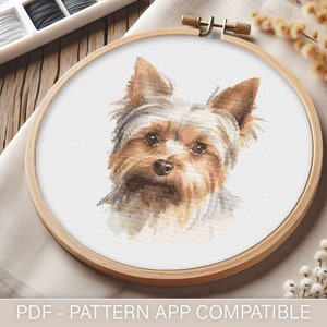 Yorkshire Terrier Dog Cross Stitch Pattern (PDF) | Easy to Follow | Pattern Keeper Friendly