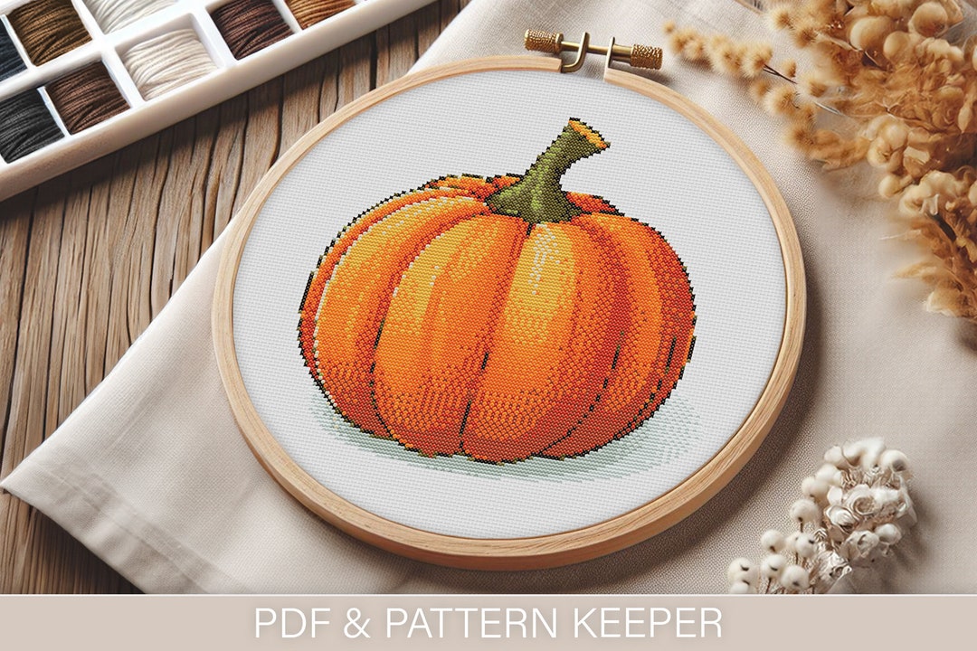 Halloween Pumpkin Cross Stitch Pattern (PDF) | Easy to Follow | Pattern ...