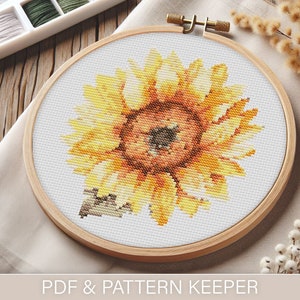 Modern Sunflower Cross Stitch Pattern (PDF) | Easy to Follow | Pattern Keeper Friendly