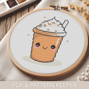 Pumpkin Spice Latte Modern Cross Stitch Pattern (PDF) | Easy to Follow | Pattern Keeper Friendly