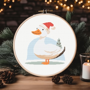 Christmas Goose Cross Stitch Pattern: Easy Beginner Design (PDF)