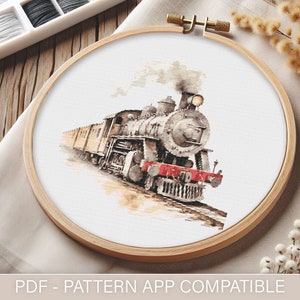 Padrão de ponto cruz de locomotiva (PDF) | Fácil de seguir | Pattern Keeper Friendly