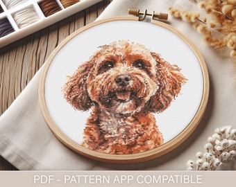 Cavapoo Dog Cross Stitch Pattern: embroidery (PDF)