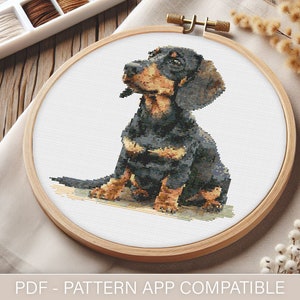 Dachshund Wiener Dog Cross Stitch Pattern (PDF) | Easy to Follow | Pattern Keeper Friendly