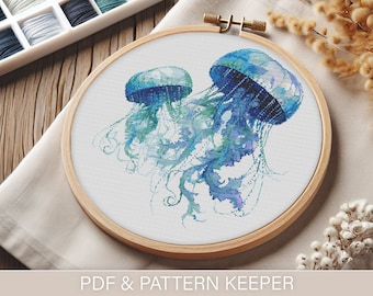 Modern kwallenkruissteekpatroon (pdf) | Makkelijk te volgen | Patroonvriendelijk: