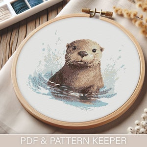 Otter Kreuzstichmuster | Süßer Otter PDF | Tier Stickerei | Pattern keeper Kompatibel | Moderner Kreuzstich | Sofort Download