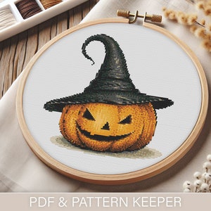 Halloween Pumpkin - Modern Cross Stitch Pattern | PDF Download (EN)