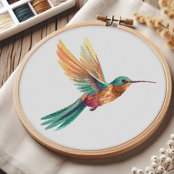 Hummingbird - Modern Cross Stitch Pattern | PDF Download (EN)