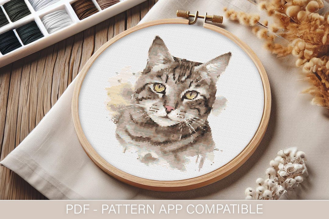 European Tabby Cat Cross Stitch Pattern PDF | pattern Keeper Compatible ...