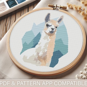 Modern Lama Cross Stitch Pattern (PDF) | Easy to Follow | Pattern Keeper Friendly