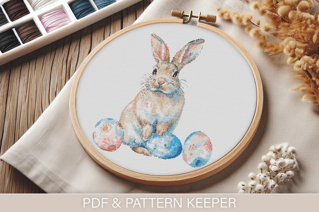 Cute Easter Bunny Cross Stitch Pattern | PDF Download | Spring Rabbit ...
