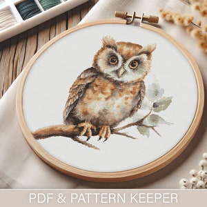 Modern Owl Cross Stitch Pattern (PDF) | Easy to Follow | Pattern Keeper Friendly