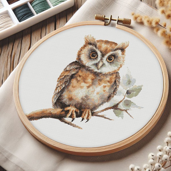 Owl Modern Cross Stitch Pattern digital PDF Download (EN)