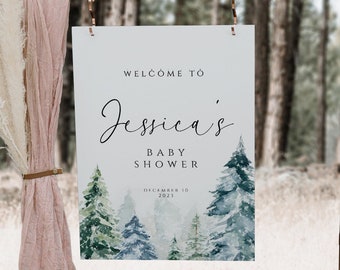 Welcome Sign Baby Shower, Winter Baby Shower Welcome Sign, Baby It's Cold Outside Gender Neutral Holiday Welcome Poster, Winter Wonderland
