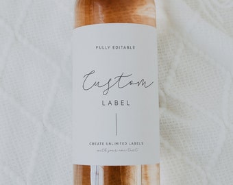 Custom Wine Label Template, Editable Wine Labels, Printable Wine Labels, Modern Wine Labels Wedding, Personalized Gift, Champagne Labels