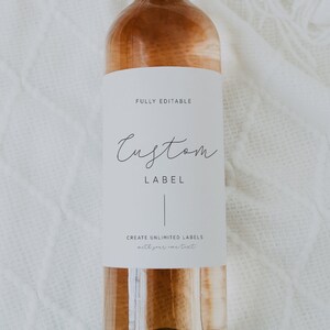 Custom Wine Label Template, Editable Wine Labels, Printable Wine Labels, Modern Wine Labels Wedding, Personalized Gift, Champagne Labels