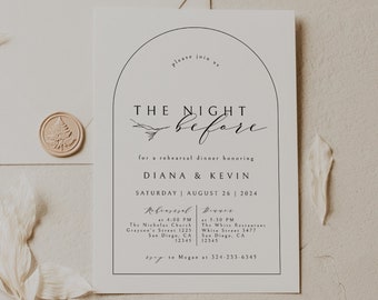 The Night Before Wedding Rehearsal Dinner Invitation, Minimalist Wedding Rehearsal Invite, Modern Wedding Rehearsal Template Editable