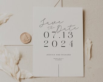 Elegant Save the Date Template, Minimalist Save The Date, Custom Modern Simple Save the Date Card, Editable, Save our Date, Instant Download