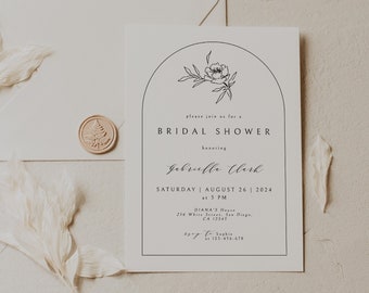 Minimalist Bridal Shower Invitation, Elegant Bridal Shower Invite, Simple Bridal Shower Invitation Template, Minimal Invite, Modern, Instant