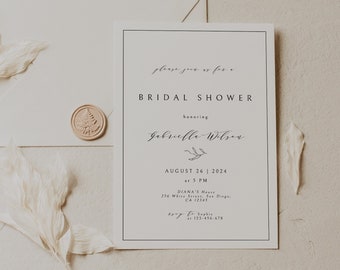 Minimalist Bridal Shower Invitation Template, Simple Bridal Shower Invite, Elegant, Modern, Editable, Instant Download, Printable Invite