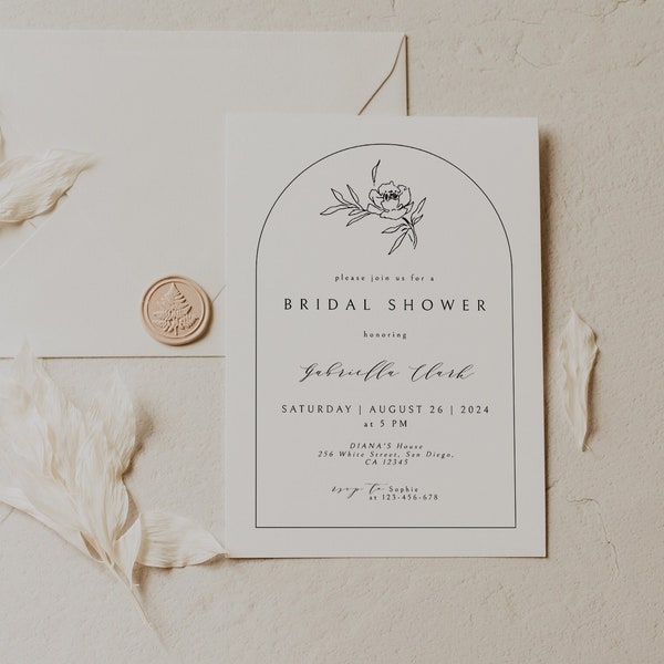 Minimalist Bridal Shower Invitation, Elegant Bridal Shower Invite, Simple Bridal Shower Invitation Template, Minimal Invite, Modern, Instant