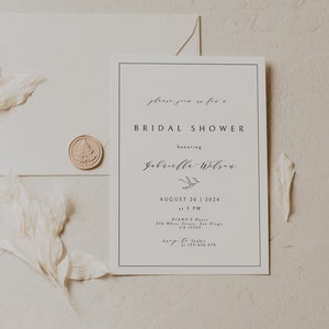 Minimalist Bridal Shower Invitation Template, Simple Bridal Shower Invite, Elegant, Modern, Editable, Instant Download, Printable Invite image 1