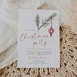 クリスマスパーティー招待状 編集可能なホリデーパーティー招待状 印刷可能なクリスマステンプレート デジタルダウンロード フレンズマスパーティー招待状