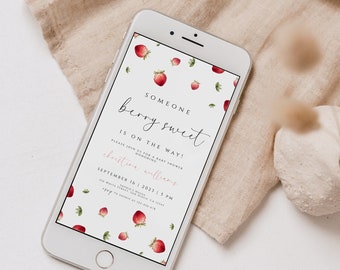 Editable Strawberry Baby Shower Invitation: Sweet Berry Theme (Digital)