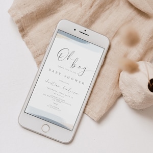 Oh Boy Electronic Baby Shower Evite, Blue Baby Boy Shower Invite, Editable Phone Invitation Template, Digital Text Message Evite, Download