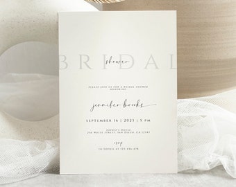 Minimal Bridal Shower Invitation, Simple Bridal Shower Invitation Template, Modern Bridal Shower Invite, Elegant, 100% Editable, Download