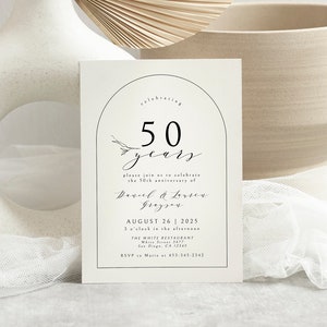 Invitación para el 50.º aniversario, invitación para aniversario de bodas, imprimible para aniversario de bodas, plantilla de invitación para fiesta de aniversario, editable