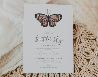 A Little Butterfly is on the Way Baby Shower Invitation, Girl Baby Shower Invite, Editable Little Butterfly Invitation Template, Printable