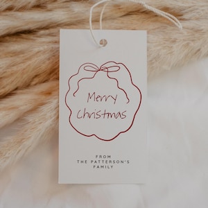 Printable Red Bow Christmas Gift Tags Editable Holiday Favor Tags Merry Christmas Cookie Tags Holiday Labels Instant Download Christmas Tags