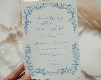 Something Blue Before I Do Bridal Shower Invitation Editable Dusty Blue Vintage Floral Invite Printable Digital Bridal Shower Floral